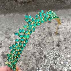 Silvana Yeşil Gold Gelin Kına Tacı Yüksek Kalite Özel Gün Aksesuar Kadın Taç Saç Aksesuarı-SILVANA-6 Silvana Yeşil Gold Gelin Kına Tacı Yüksek Kalite Özel Gün Aksesuar Kadın Taç Saç Aksesuarı-SILVANA-6