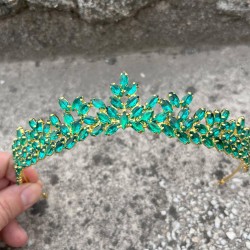 Silvana Yeşil Gold Gelin Kına Tacı Yüksek Kalite Özel Gün Aksesuar Kadın Taç Saç Aksesuarı-SILVANA-6 Silvana Yeşil Gold Gelin Kına Tacı Yüksek Kalite Özel Gün Aksesuar Kadın Taç Saç Aksesuarı-SILVANA-6