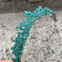 Silvana Yeşil Gelin Kına Tacı Yüksek Kalite Özel Gün Aksesuar Kadın Taç Saç Aksesuarı-SILVANA-7 Silvana Yeşil Gelin Kına Tacı Yüksek Kalite Özel Gün Aksesuar Kadın Taç Saç Aksesuarı-SILVANA-7