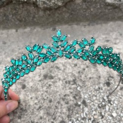 Silvana Yeşil Gelin Kına Tacı Yüksek Kalite Özel Gün Aksesuar Kadın Taç Saç Aksesuarı-SILVANA-7 Silvana Yeşil Gelin Kına Tacı Yüksek Kalite Özel Gün Aksesuar Kadın Taç Saç Aksesuarı-SILVANA-7