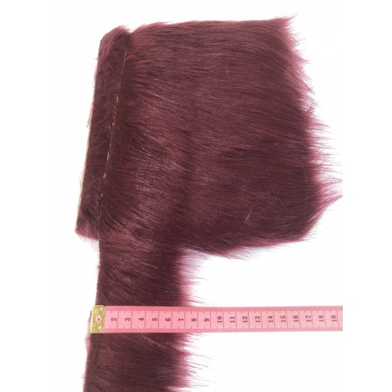 Geniş Bordo Suni Kürk Yapay Peluş Şerit En 5 Cm-SKRK10-1004