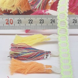 Karışık Renkli Pamuk Saçaklı Püskül-SP-1060 Karışık Renkli Pamuk Saçaklı Püskül-SP-1060