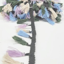 Mor Mavi Krem Pamuk Saçak Püskül-SP-1065 Mor Mavi Krem Pamuk Saçak Püskül-SP-1065