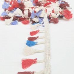 Krem Mavi Kırmızı Pamuk Saçak Püskül-SP-1067 Krem Mavi Kırmızı Pamuk Saçak Püskül-SP-1067