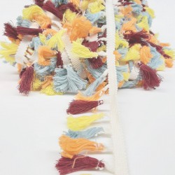 Mavi Turuncu Sarı Pamuk Saçak Püskül-SP-1069 Mavi Turuncu Sarı Pamuk Saçak Püskül-SP-1069