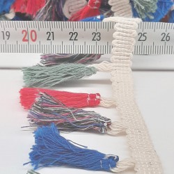 Yeşil Kırmızı Mavi Pamuk Saçak Püskül-SP-1071 Yeşil Kırmızı Mavi Pamuk Saçak Püskül-SP-1071