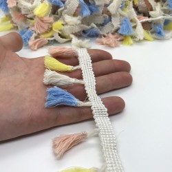 Sarı Pembe Mavi Renkli Saçak Püskül-SP-1083