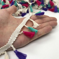 Mor Fuşya Beyaz Renkli Saçak Püskül-SP-1084 Mor Fuşya Beyaz Renkli Saçak Püskül-SP-1084