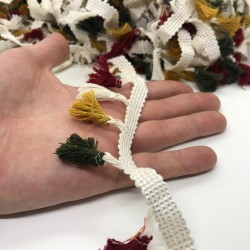 Yeşil Bordo Hardal Renkli Saçak Püskül-SP-1086