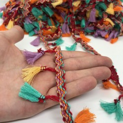 Su Yeşili Turuncu Mor Renkli Saçak Püskül-SP-1089