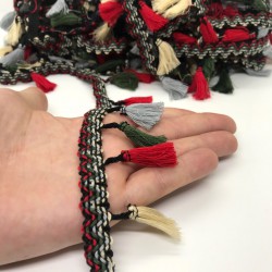 Gri Krem Haki Renkli Saçak Püskül-SP-1090 Gri Krem Haki Renkli Saçak Püskül-SP-1090