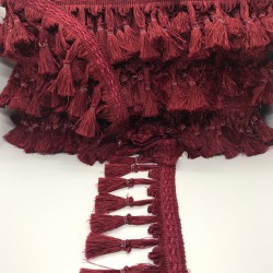 Bordo Topuzlu Saçak Şerit Püskül-SP-1093