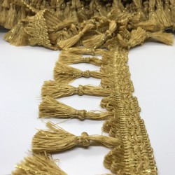 Sarı Sim Detaylı Topuzlu Saçak Şerit Püskül-SP-1097