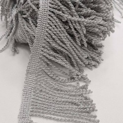 Gümüş Simli Burgulu Saçak Şerit Püskül-SP-1109