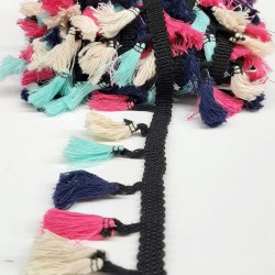 Pembe Açık Mavi Lacivert Pamuklu Saçak Şerit Püskül-SP-1113 Pembe Açık Mavi Lacivert Pamuklu Saçak Şerit Püskül-SP-1113