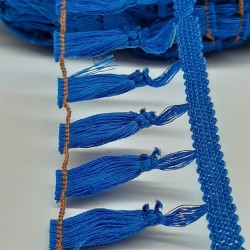 Saks Mavi Pamuk Saçak Şerit Püskül-SP-1117