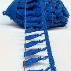 Saks Mavi Pamuk Saçak Şerit Püskül-SP-1117