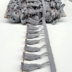 Gri Pamuk Saçak Şerit Püskül-SP-1119 Gri Pamuk Saçak Şerit Püskül-SP-1119