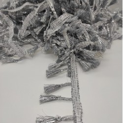 Gümüş Rengi Simli Saçak Şerit Püskül-SP-1140 Gümüş Rengi Simli Saçak Şerit Püskül-SP-1140