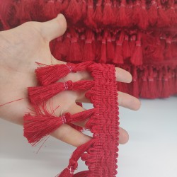 Kırmızı Topuzlu Saçak Püskül-SP-1143