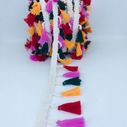 Pembe Turuncu Yeşil Pamuk Saçak Püskül-SP-1154 Pembe Turuncu Yeşil Pamuk Saçak Püskül-SP-1154