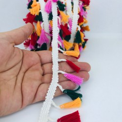 Pembe Turuncu Yeşil Pamuk Saçak Püskül-SP-1154 Pembe Turuncu Yeşil Pamuk Saçak Püskül-SP-1154