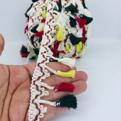 Yeşil Kırmızı Sarı Pamuk Saçak Püskül-SP-1155 Yeşil Kırmızı Sarı Pamuk Saçak Püskül-SP-1155