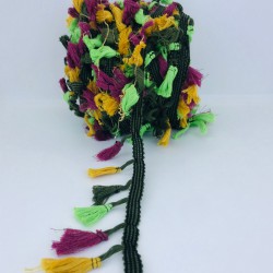 Mürdüm Hardal Yeşil Pamuk Saçak Püskül-SP-1157 Mürdüm Hardal Yeşil Pamuk Saçak Püskül-SP-1157