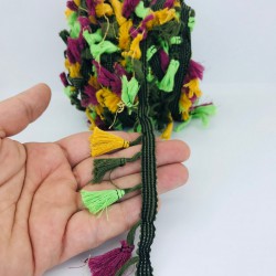 Mürdüm Hardal Yeşil Pamuk Saçak Püskül-SP-1157 Mürdüm Hardal Yeşil Pamuk Saçak Püskül-SP-1157