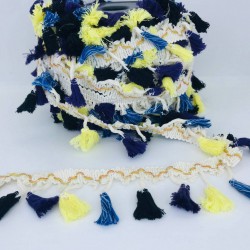 Lacivert Sarı Mavi Pamuk Saçak Püskül-SP-1161 Lacivert Sarı Mavi Pamuk Saçak Püskül-SP-1161