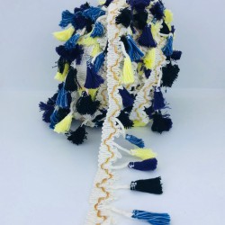 Lacivert Sarı Mavi Pamuk Saçak Püskül-SP-1161 Lacivert Sarı Mavi Pamuk Saçak Püskül-SP-1161