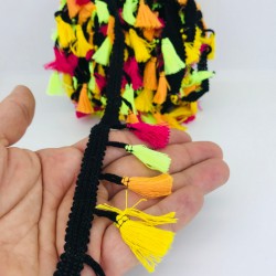 Turuncu Sarı Fuşya Pamuk Saçak Püskül-SP-1163