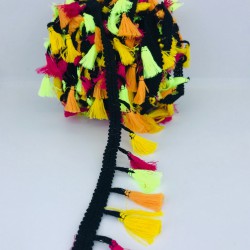 Turuncu Sarı Fuşya Pamuk Saçak Püskül-SP-1163