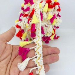 Kırmızı Sarı Beyaz Pamuk Saçak Püskül-SP-1164 Kırmızı Sarı Beyaz Pamuk Saçak Püskül-SP-1164