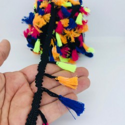 Neon Yeşil Mavi Turuncu Pamuk Saçak Püskül-SP-1165 Neon Yeşil Mavi Turuncu Pamuk Saçak Püskül-SP-1165
