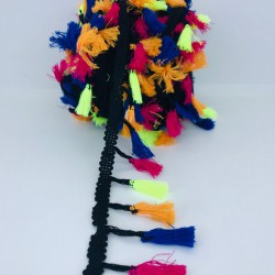 Neon Yeşil Mavi Turuncu Pamuk Saçak Püskül-SP-1165 Neon Yeşil Mavi Turuncu Pamuk Saçak Püskül-SP-1165