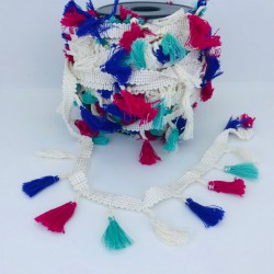 Mor Fuşya Su Yeşili Pamuk Saçak Püskül-SP-1167 Mor Fuşya Su Yeşili Pamuk Saçak Püskül-SP-1167