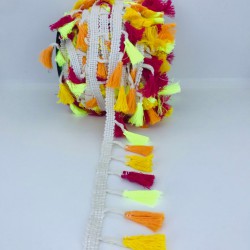 Neon Sarı Turuncu Fuşya Pamuk Saçak Püskül-SP-1168 Neon Sarı Turuncu Fuşya Pamuk Saçak Püskül-SP-1168