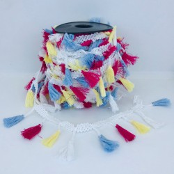 Açık Mavi Fuşya Krem Pamuk Saçak Püskül-SP-1169 Açık Mavi Fuşya Krem Pamuk Saçak Püskül-SP-1169