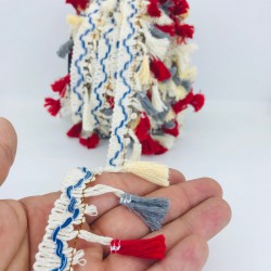 Gri Krem Kırmızı Pamuk Saçak Püskül-SP-1171 Gri Krem Kırmızı Pamuk Saçak Püskül-SP-1171