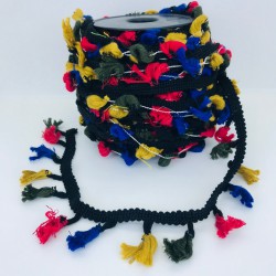 Hardal Yeşil Mavi Pamuk Saçak Püskül-SP-1172 Hardal Yeşil Mavi Pamuk Saçak Püskül-SP-1172