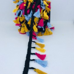 Mavi Fuşya Sarı Pamuk Saçak Püskül-SP-1173 Mavi Fuşya Sarı Pamuk Saçak Püskül-SP-1173