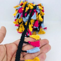 Mavi Fuşya Sarı Pamuk Saçak Püskül-SP-1173 Mavi Fuşya Sarı Pamuk Saçak Püskül-SP-1173