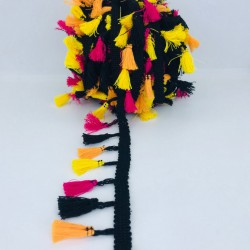 Siyah Turuncu Sarı Pamuk Saçak Püskül-SP-1174 Siyah Turuncu Sarı Pamuk Saçak Püskül-SP-1174