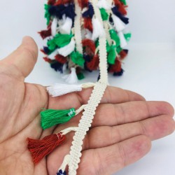 Yeşil Kahve Beyaz Pamuk Saçak Püskül-SP-1175