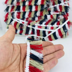 Kırmızı Krem Beyaz İp Saçak Püskül-SP-1176 Kırmızı Krem Beyaz İp Saçak Püskül-SP-1176