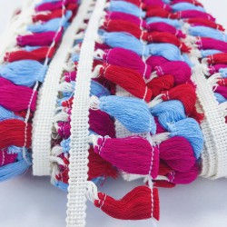 Fuşya Kırmızı Mavi Pamuk Saçak Püskül-SP-1182 Fuşya Kırmızı Mavi Pamuk Saçak Püskül-SP-1182