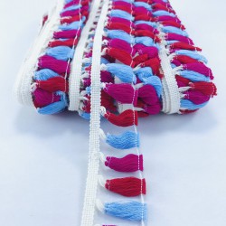 Fuşya Kırmızı Mavi Pamuk Saçak Püskül-SP-1182 Fuşya Kırmızı Mavi Pamuk Saçak Püskül-SP-1182