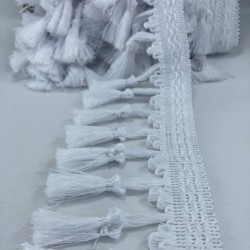 Beyaz Topuzlu Saçak Püskül-SP-1188