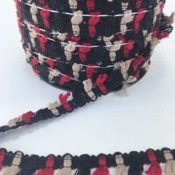 Kırmızı Krem Siyah Pamuk Saçak Püskül-SP-1189 Kırmızı Krem Siyah Pamuk Saçak Püskül-SP-1189